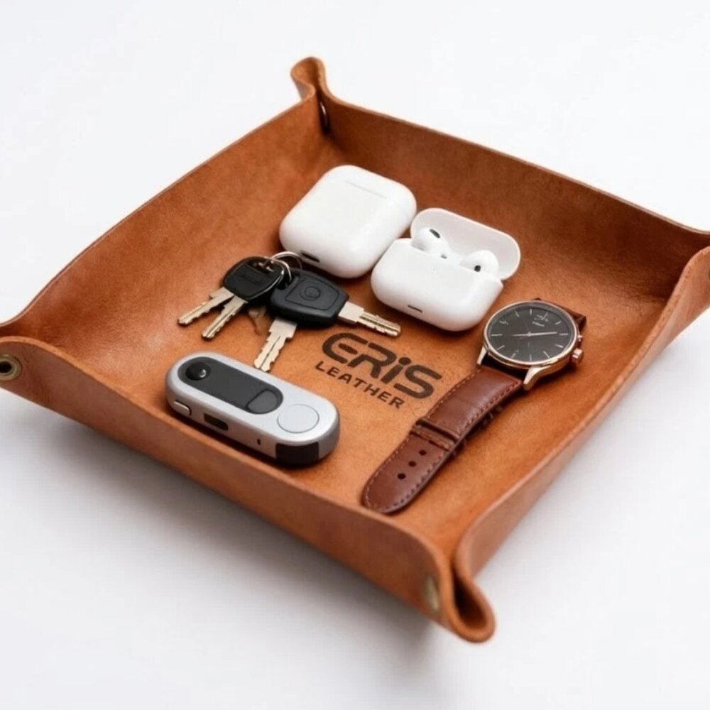 Leather Storage Tray Desktop Organizer for Keys, Jewelry, Accessories, Cosmetics